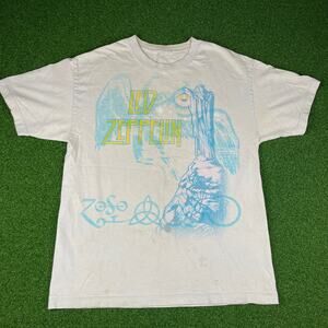 Vintage Led Zeppelin Stairway To Heaven Rock Band Concert Music Cream T-Shirt L